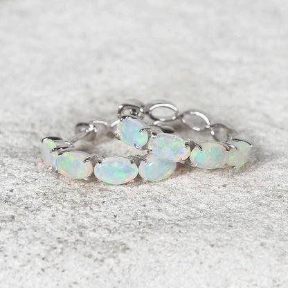'Delphine' Crystal Opal Earrings 14ct White Gold