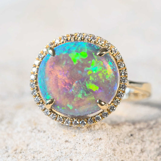 'Dhana' Crystal Opal Ring 18ct Gold