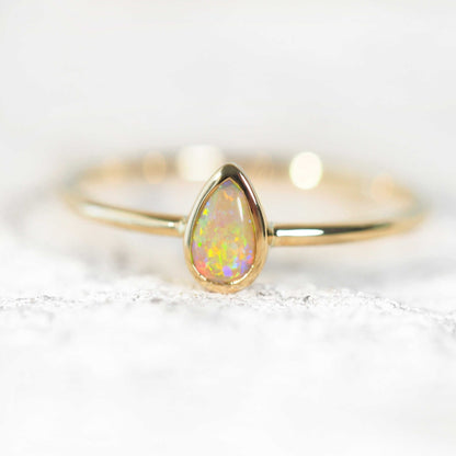 'Dinah' Semi-Black Crystal Opal Ring 14ct Gold
