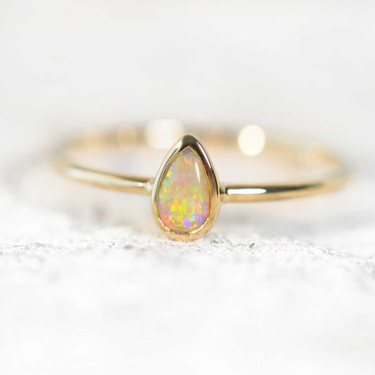 'Dinah' Semi-Black Crystal Opal Ring 14ct Gold