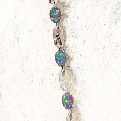 'Double Link'  Triplet Opal Bracelet Silver
