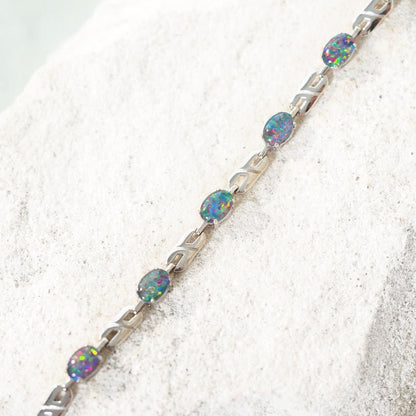 'Double Link'  Triplet Opal Bracelet Silver