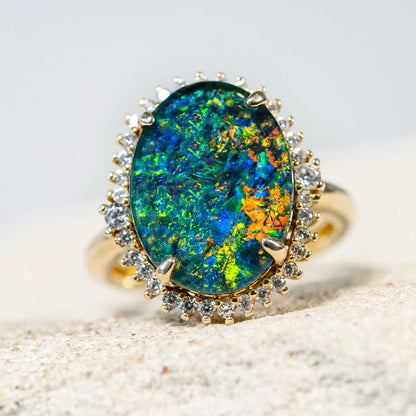 'Duchess' Triplet Opal Ring Gold Plated Silver