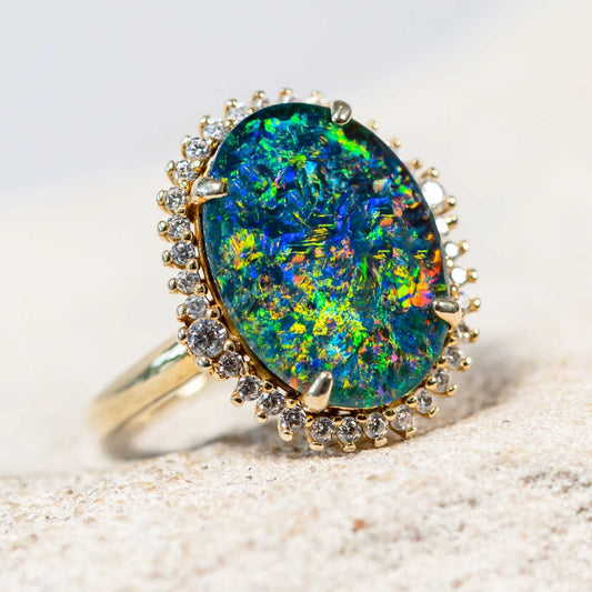 'Duchess' Triplet Opal Ring Gold Plated Silver