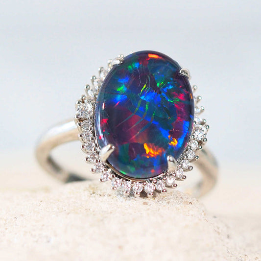 'Duchess' Triplet Opal Ring Silver
