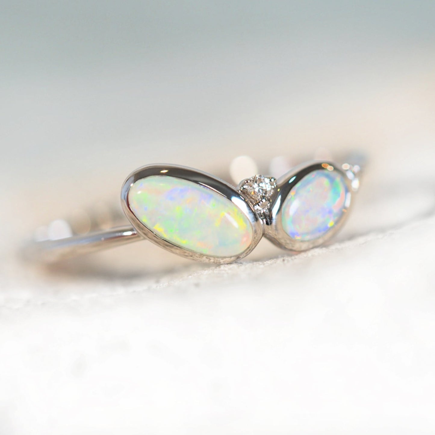 'Edian' Crystal Opal Ring 14ct White Gold
