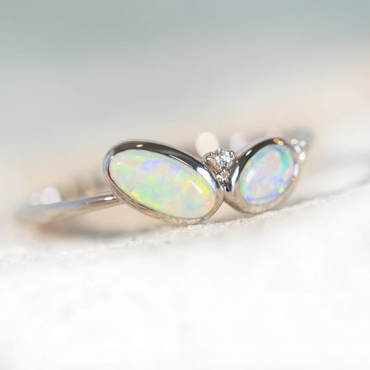 'Edian' Crystal Opal Ring 14ct White Gold