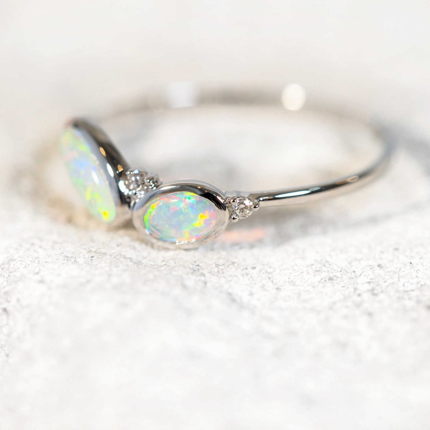 'Edian' Crystal Opal Ring 14ct White Gold