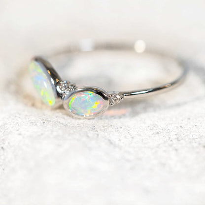 'Edian' Crystal Opal Ring 14ct White Gold