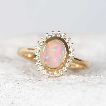 'Eira' Black Crystal Opal Ring 18ct Gold