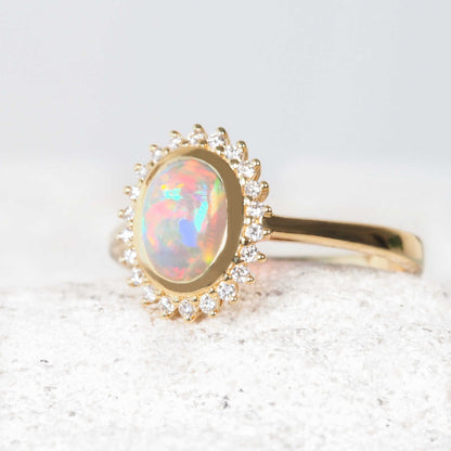 'Eira' Black Crystal Opal Ring 18ct Gold