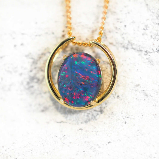 'Elana' Triplet Opal Pendant Gold Plated Silver