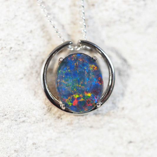 'Elana' Triplet Opal Pendant Silver