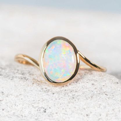 'Elara' Crystal Opal Ring 14ct Gold