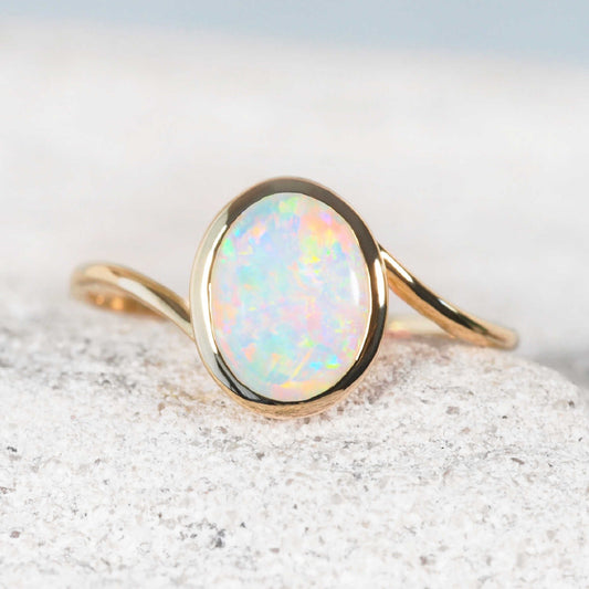 'Elara' Crystal Opal Ring 14ct Gold