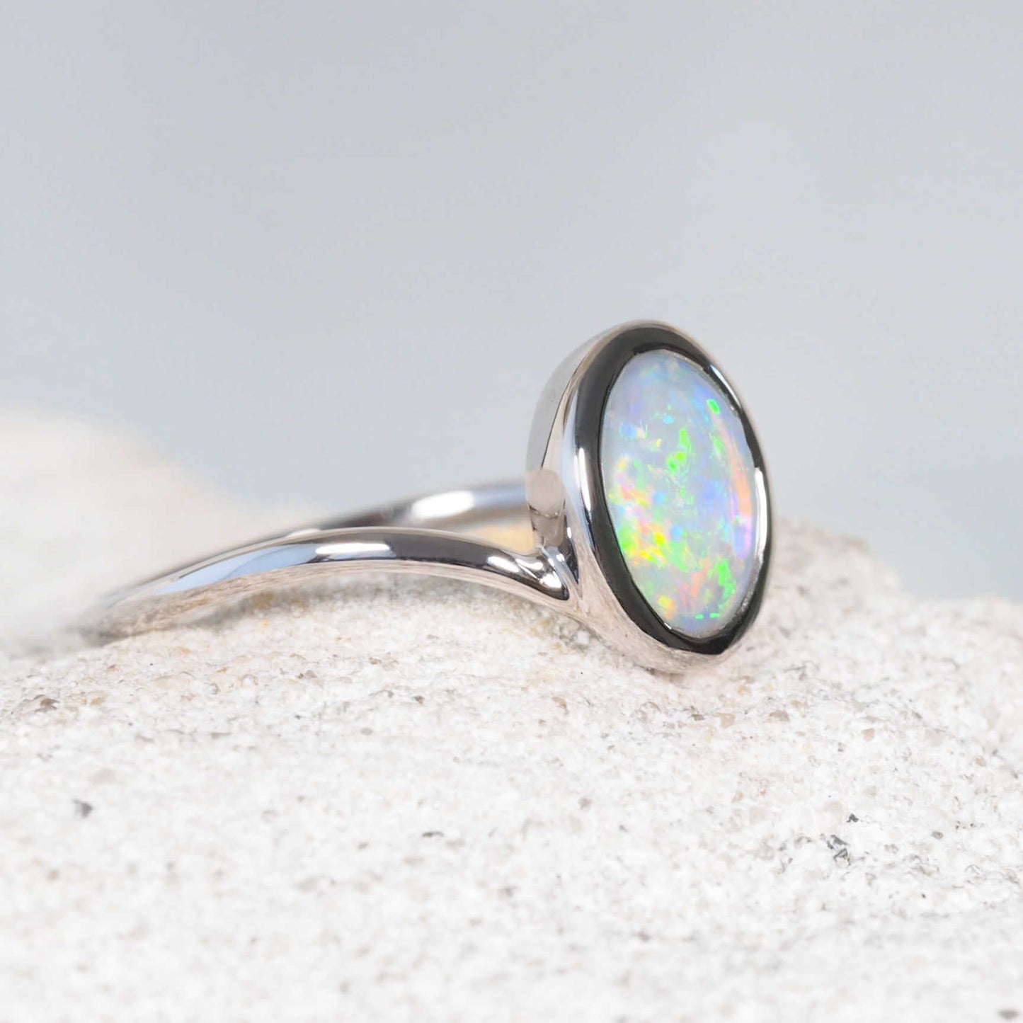'Eleni' Crystal Opal Ring 14ct White Gold