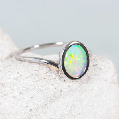 'Eleni' Crystal Opal Ring 14ct White Gold