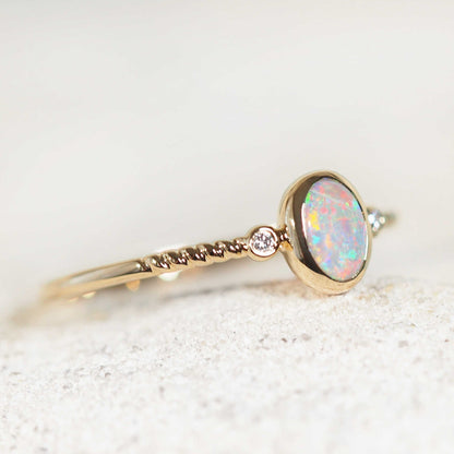 'Elira' Crystal Opal Ring 14ct Gold