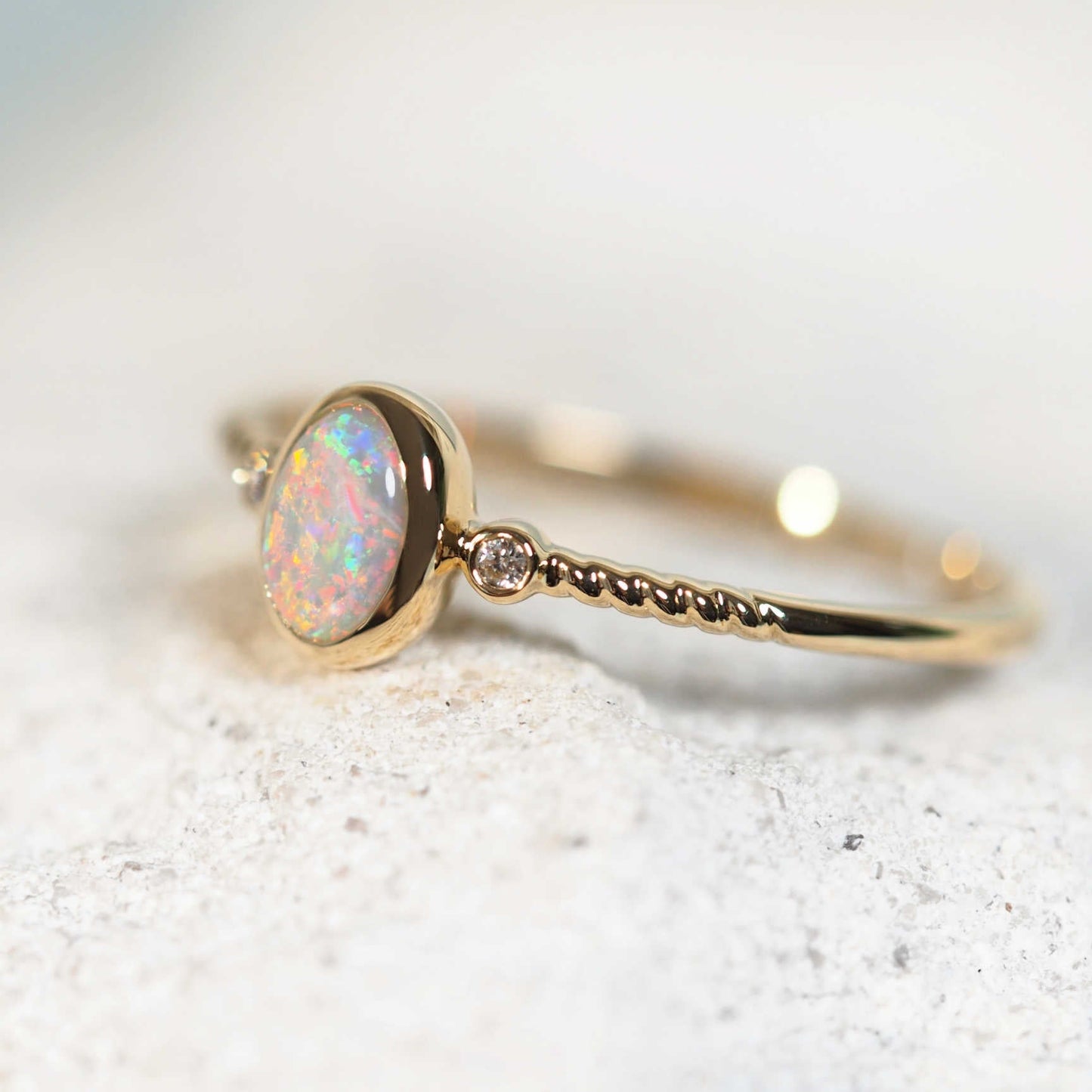 'Elira' Crystal Opal Ring 14ct Gold
