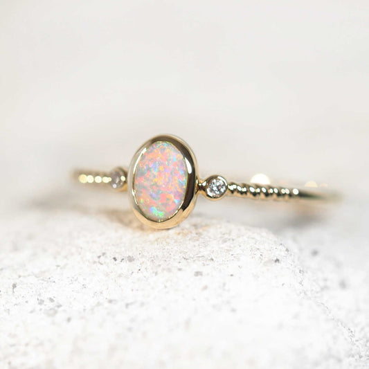 'Elira' Crystal Opal Ring 14ct Gold