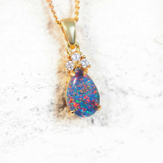 'Elira' Triplet Opal Pendant Gold Plated Silver