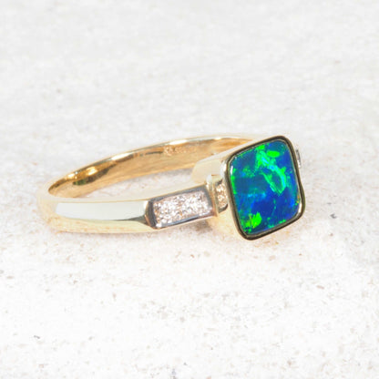 'Elowen' Doublet Opal Ring 14ct Gold
