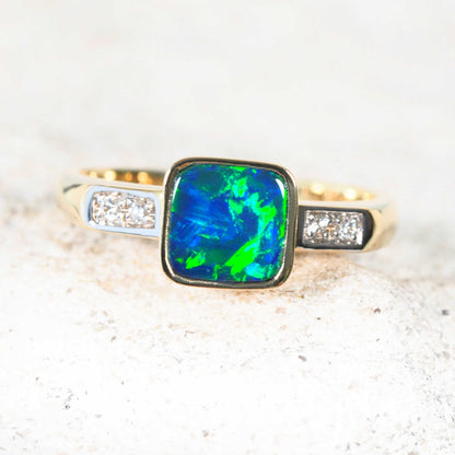 'Elowen' Doublet Opal Ring 14ct Gold