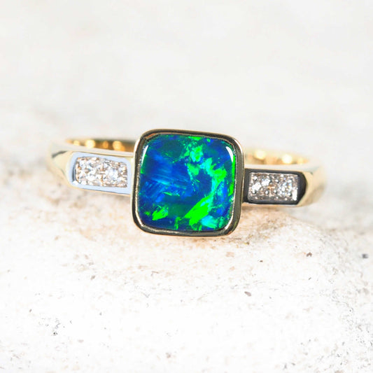 'Elowen' Doublet Opal Ring 14ct Gold