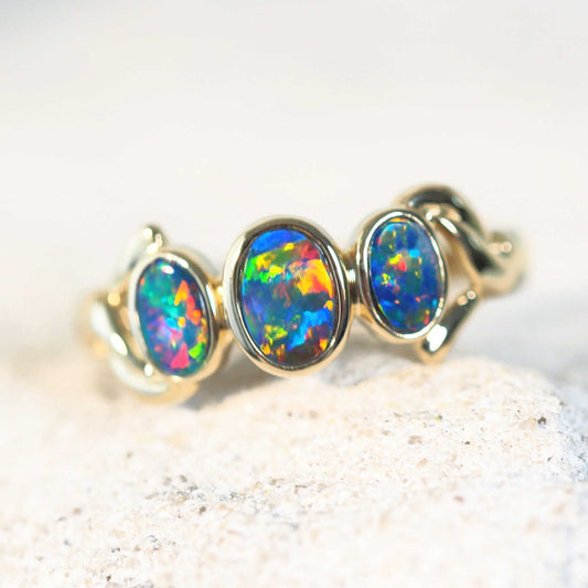 'Emi' Doublet Opal Ring 14ct Gold