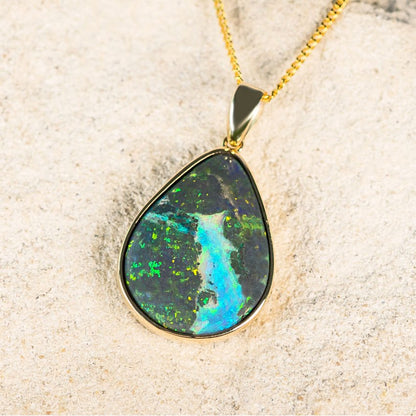 'Emory' Andamooka Opal Pendant 14ct Gold