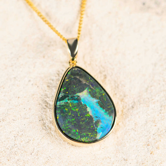'Emory' Andamooka Opal Pendant 14ct Gold