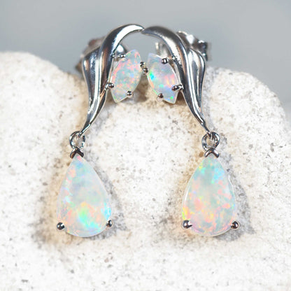 'Erica' White Opal Earrings 14ct White Gold