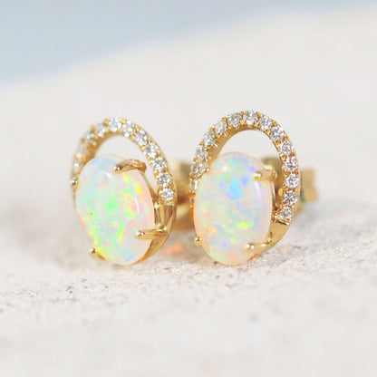 'Estela’ Crystal Opal Earrings 18ct Gold