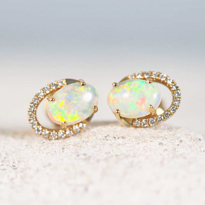 'Estela’ Crystal Opal Earrings 18ct Gold