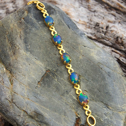 'Eternity' Triplet Opal Bracelet Gold Plated Silver