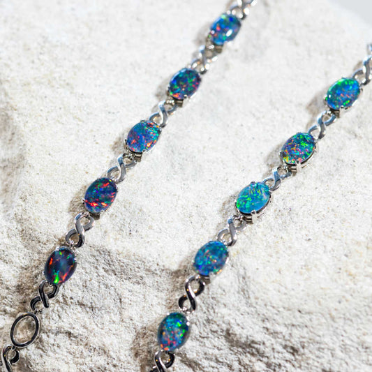 'Eternity' Triplet Opal Bracelet Silver