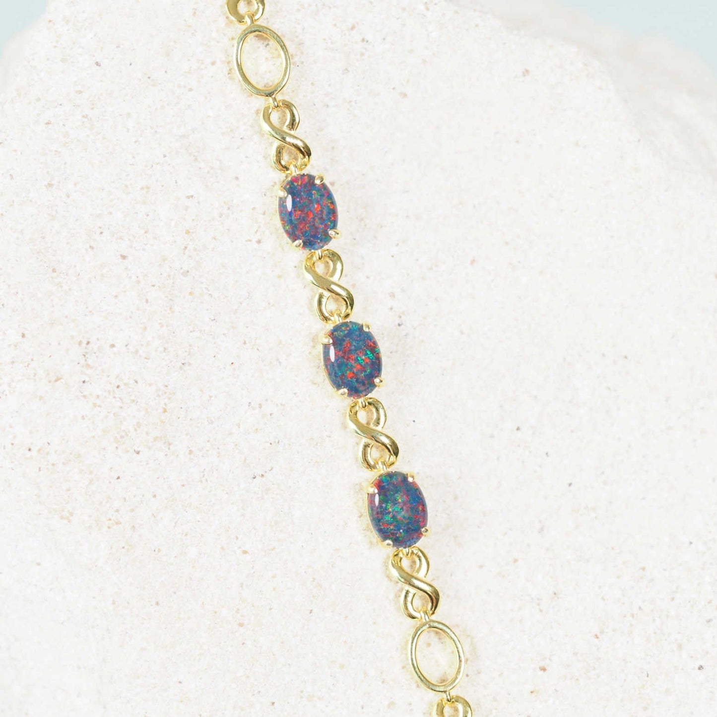 'Eternity Trio' Triplet Opal Bracelet Gold Plated Silver