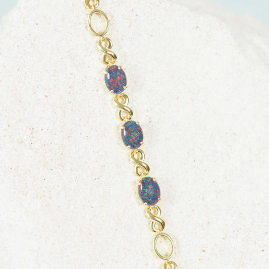 'Eternity Trio' Triplet Opal Bracelet Gold Plated Silver