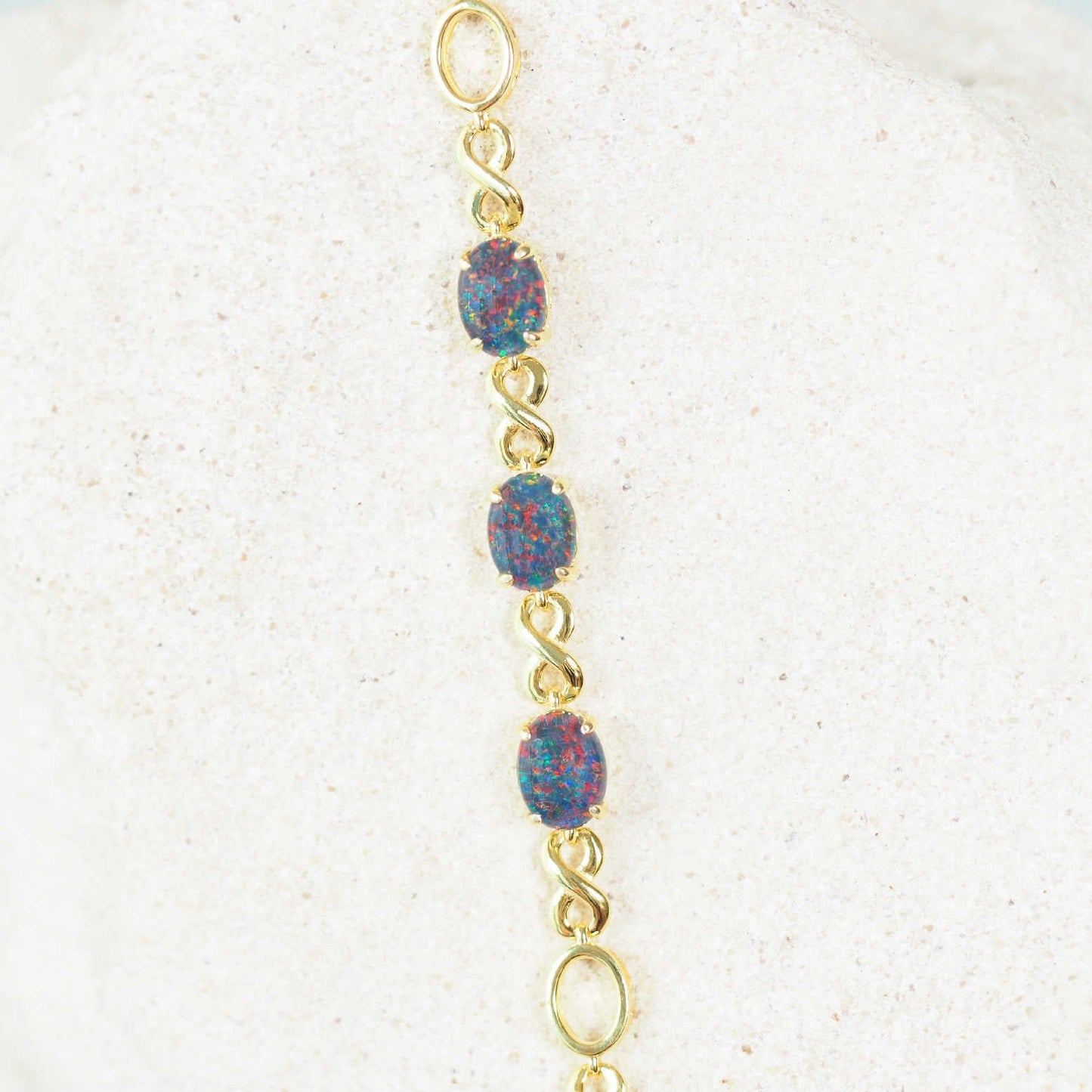 'Eternity Trio' Triplet Opal Bracelet Gold Plated Silver