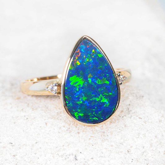 'Eveline' Doublet Opal Ring 14ct Gold