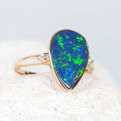 'Eveline' Doublet Opal Ring 14ct Gold