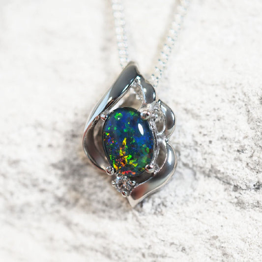 'Felia' Triplet Opal Pendant Silver