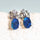 'Fleur De Lis Blue' Triplet Opal Earrings Silver