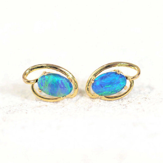 'Gianna' Triplet Opal Earrings Gold Plated Silver