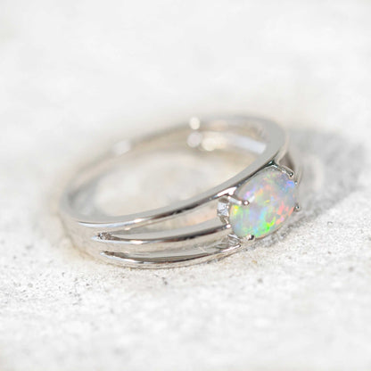'Hailey' Crystal Opal Ring 14ct White Gold