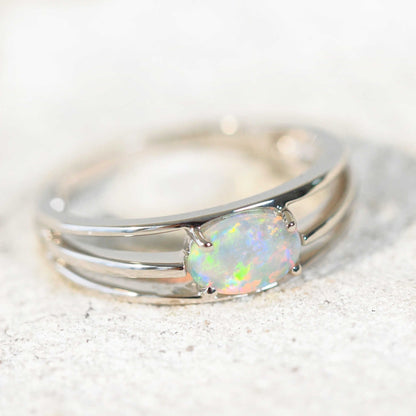 'Hailey' Crystal Opal Ring 14ct White Gold