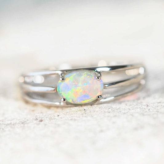 'Hailey' Crystal Opal Ring 14ct White Gold