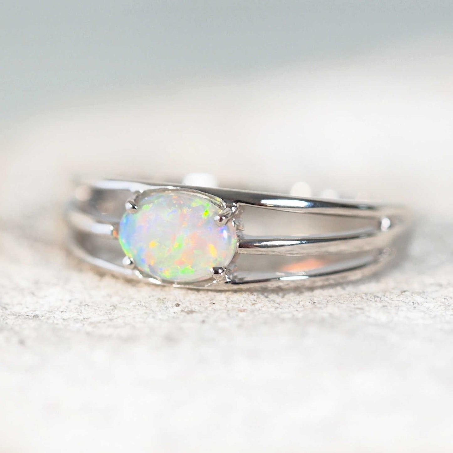 'Hailey' Crystal Opal Ring 14ct White Gold