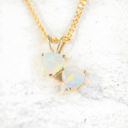'Heart to Heart' Crystal Opal Pendant 9ct Gold