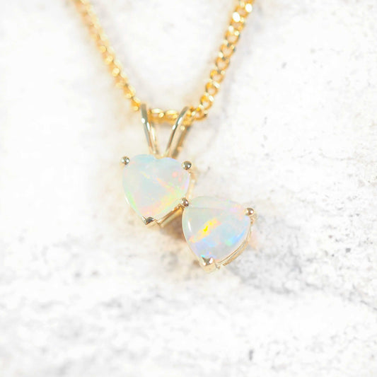 'Heart to Heart' Crystal Opal Pendant 9ct Gold